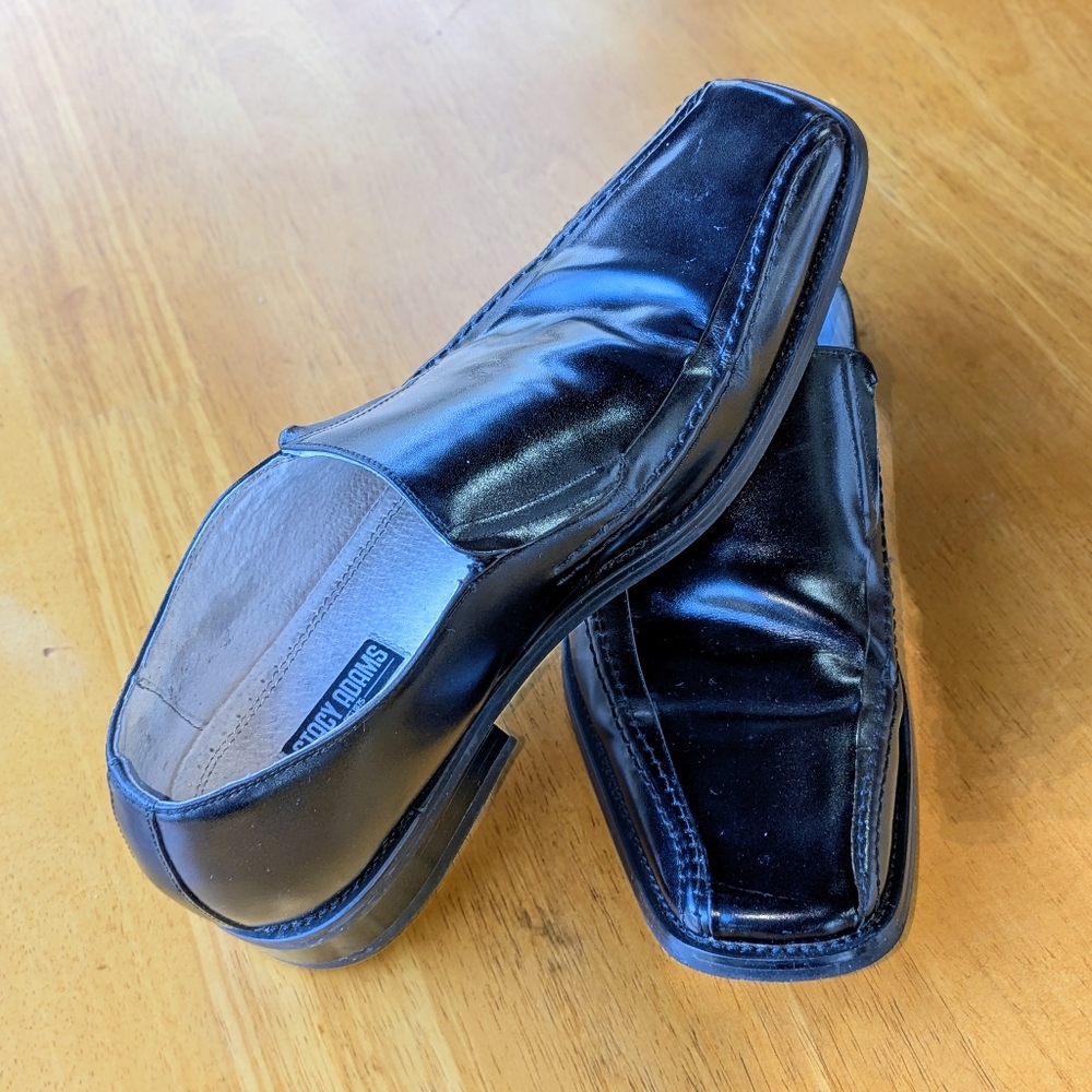 Stacy Adams Hillman 24199 Leather Slip On Black Bicycle Dress Shoes Mens 10M - Picture 2 of 13